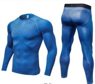 Men's Compression Muscle Gym Shorts (Option: Blue-XL-Long)