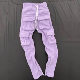 European And American Style Three-dimensional Bag Tide Brand Men's Sports Casual Pants (Option: Purple-L)