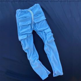 European And American Style Three-dimensional Bag Tide Brand Men's Sports Casual Pants (Option: Blue-L)