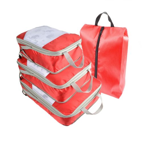 Packing Cubes for Travel, 4 Pcs Travel Cubes Storage Set with Shoe Bag Suitcase Organizer Lightweight Luggage for Travel Accessories
