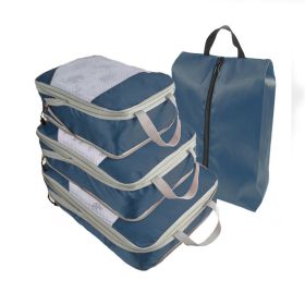 Packing Cubes for Travel, 4 Pcs Travel Cubes Storage Set with Shoe Bag Suitcase Organizer Lightweight Luggage for Travel Accessories (Color: navy, size: 4 pcs)