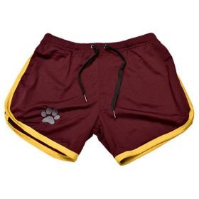 Men Gym Fitness Shorts Bodybuilding sports Jogging shorts Male 2022 Summer Cool Breathable Mesh casual men Shorts Sweatpants (Color: Red yellow, size: L)