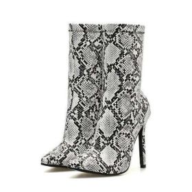 New Women 11.5cm High Heels Boots Fetish Pointed Toe Boots Serpentine (Color: White, Shoe Size: 11)