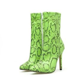 New Women 11.5cm High Heels Boots Fetish Pointed Toe Boots Serpentine (Color: Green, Shoe Size: 11)