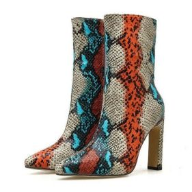 New Women 11.5cm High Heels Boots Fetish Pointed Toe Boots Serpentine (Color: Wine Red, Shoe Size: 7)