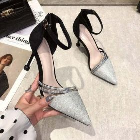 Mary Jane Shoes Glitter Heels Evening Shoes Stiletto Extreme High (Color: Black, Shoe Size: 38)