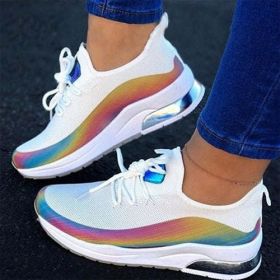 NewFashion Sneakers Mixed Color Ladies Flats Women Casual Vulcanized (Color: White, Shoe Size: 11)